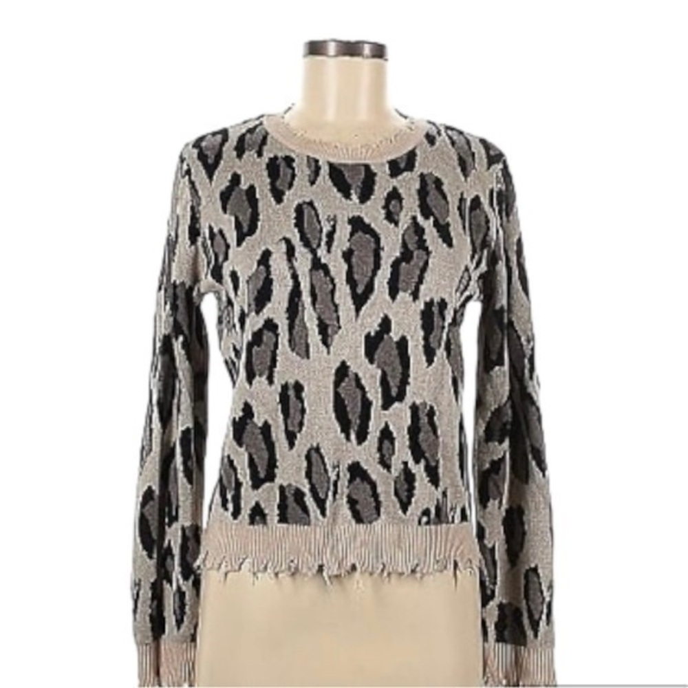 Fate leopard print distressed sweater size S